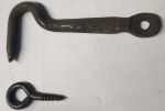Verschlusshaken mit Ringöse im Retro Design, Eisen schwarz, rechts, antik, alt (SL)